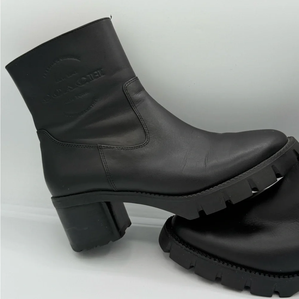 Coach Black Ankle Booties with Gold Zipper - Picture 3 of 10